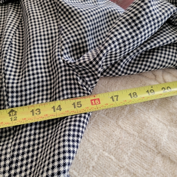 VINTAGE Micro Houndstooth Wool Long Riding Trench Coat Womens S/M Black ivory - Picture 11 of 14